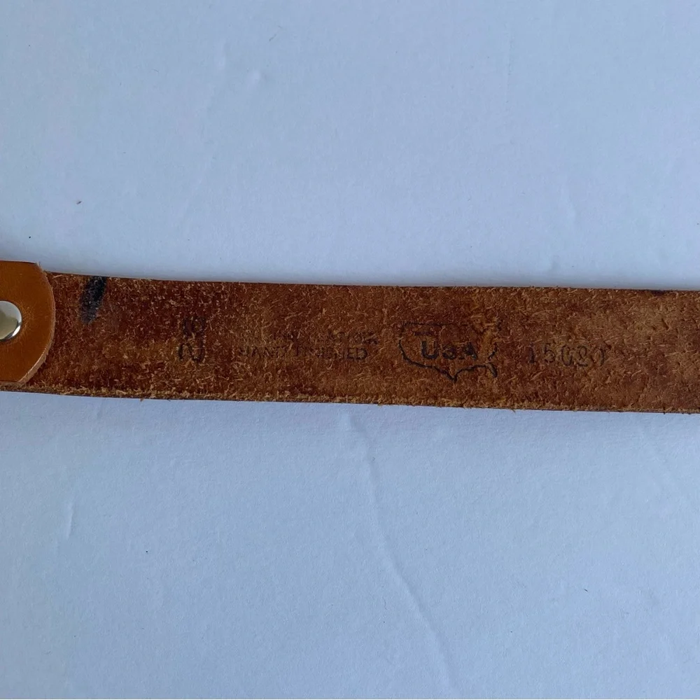 Vintage Chambers Leather Belt Horses Embellished Buckle Size 26